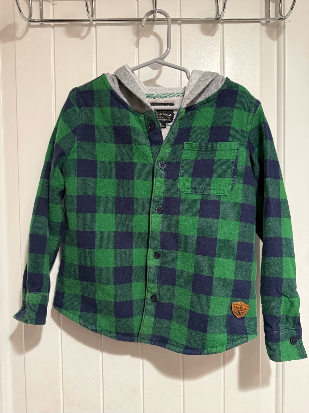 Buffalo David Bitton Green & Navy Plaid Hooded Button-Down Shirt